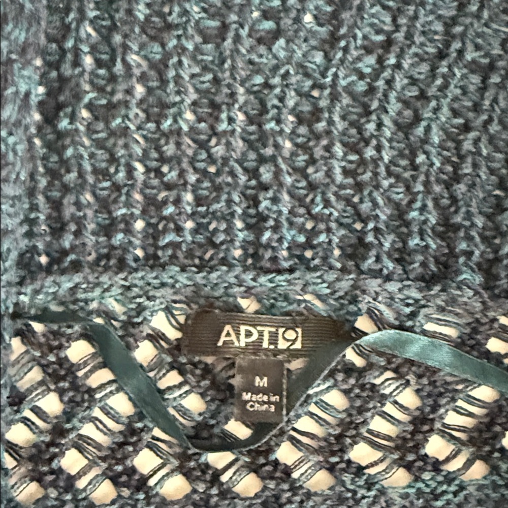 APT 9 Navy Open-Knit Short Sleeve Sweater Women’s Size Medium - Picture 2 of 11